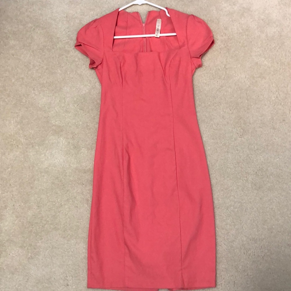 Tailored salmon colored fitted dress
